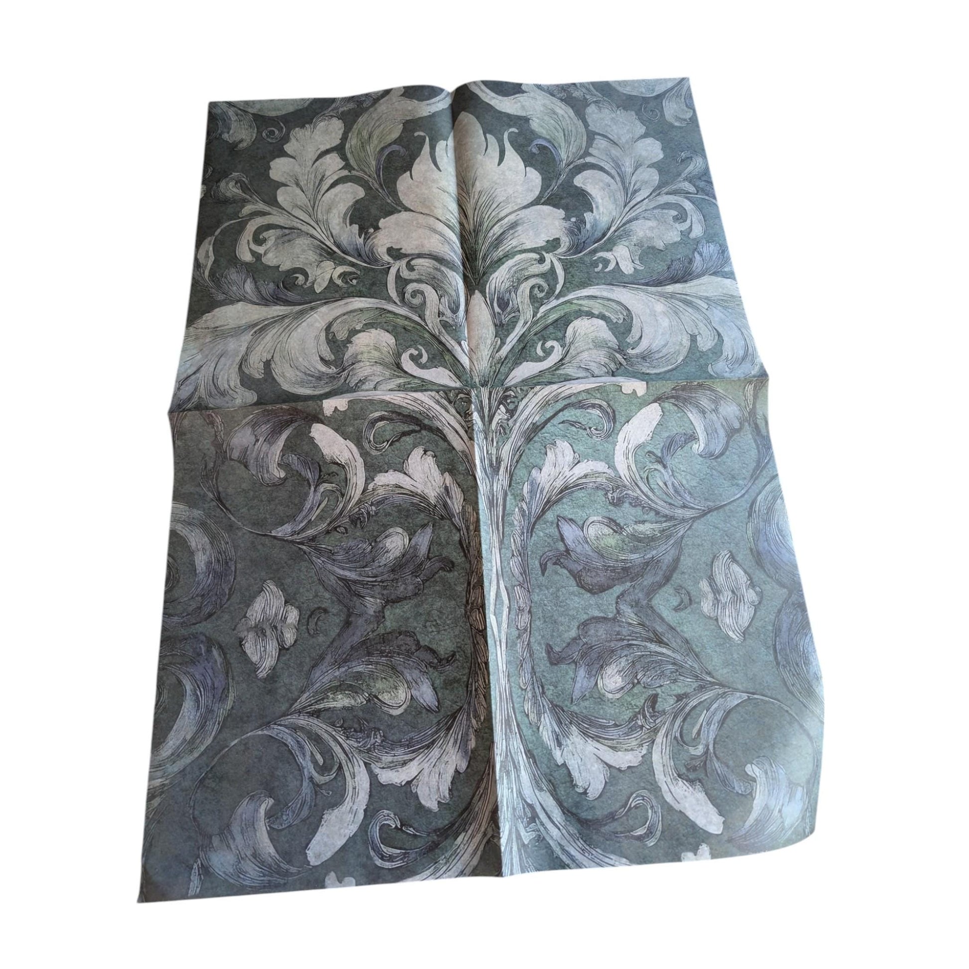 Damask Green Decoupage Paper for Furniture I Decorative Paper I Tissue Paper I Furniture DIY I Furniture Upcycling I DIY Decor I Furniture Art I Upcycle. Decoupage paper for furniture.  Elevate your furniture and craft projects with our stunning decoupage paper, featuring the unique "Damask Green Pattern" design.  Perfect for adding a touch of flair to any DIY project.  Use it for various art projects, scrapbooking, card making, or any creative endeavor that requires a pop of personality.