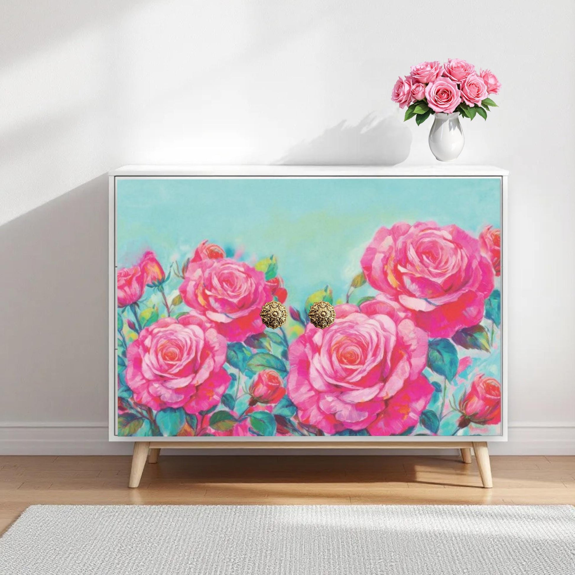 Decoupage Paper for Furniture I Decorative Paper I Tissue Paper I Furniture DIY I Furniture Upcycling I DIY Decor I Furniture Art I Upcycle!  Decoupage paper for furniture.  Elevate your furniture and craft projects with our stunning decoupage paper, featuring the unique "Pink Roses Garden" design. This eye-catching paper combines beautiful watercolor pink roses . Perfect for adding a touch of flair to any DIY project. Pastel color decoupage paper. Pink decoupage paper. Roses decoupage paper