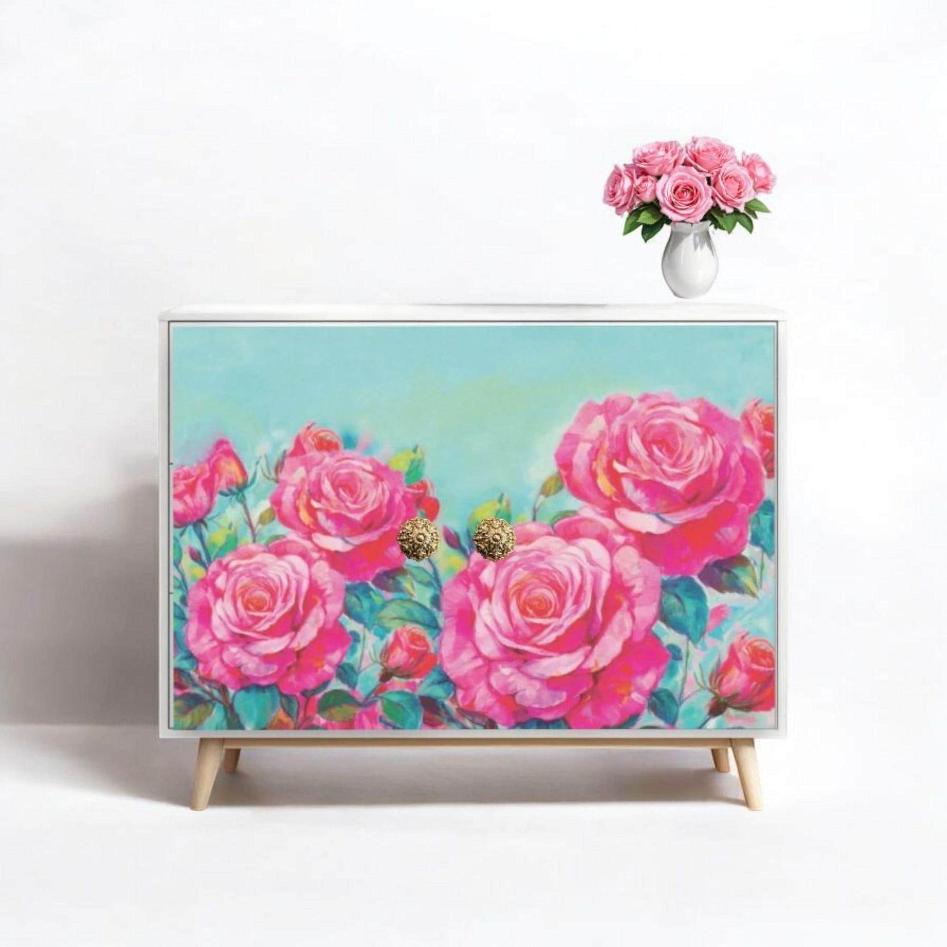 Decoupage Paper for Furniture I Decorative Paper I Tissue Paper I Furniture DIY I Furniture Upcycling I DIY Decor I Furniture Art I Upcycle!  Decoupage paper for furniture.  Elevate your furniture and craft projects with our stunning decoupage paper, featuring the unique "Pink Roses Garden" design. This eye-catching paper combines beautiful watercolor pink roses . Perfect for adding a touch of flair to any DIY project. Pastel color decoupage paper. Pink decoupage paper. Roses decoupage paper