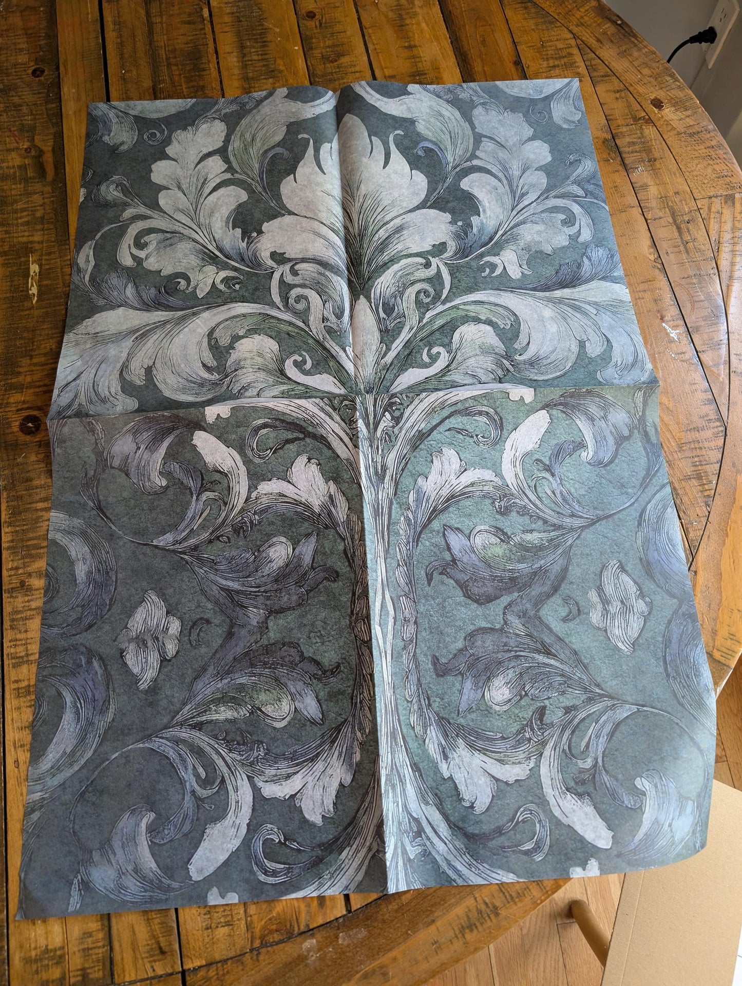Damask Green Decoupage Paper for Furniture I Decorative Paper I Tissue Paper I Furniture DIY I Furniture Upcycling I DIY Decor I Furniture Art I Upcycle. Decoupage paper for furniture.  Elevate your furniture and craft projects with our stunning decoupage paper, featuring the unique "Damask Green Pattern" design.  Perfect for adding a touch of flair to any DIY project.  Use it for various art projects, scrapbooking, card making, or any creative endeavor that requires a pop of personality.