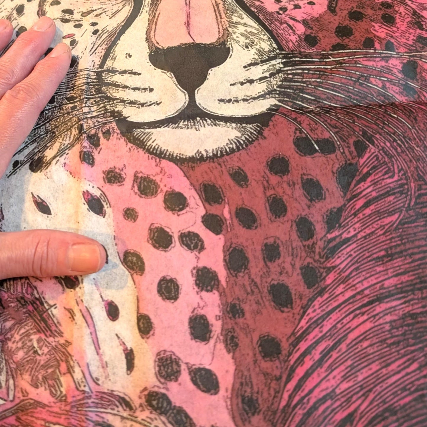 This enchanting decoupage paper features a whimsical pink tiger design that embodies the essence of fairy core aesthetics. With its vibrant hues of soft pinks and delicate accents, the paper showcases the majestic tiger amidst a backdrop of ethereal floral elements and dreamy foliage. Perfect for unique DIY home decor projects, this decoupage paper invites creativity and adds a touch of magical charm to any space. Can use it on furniture, wall art, or craft projects, for an extraordinary piece.