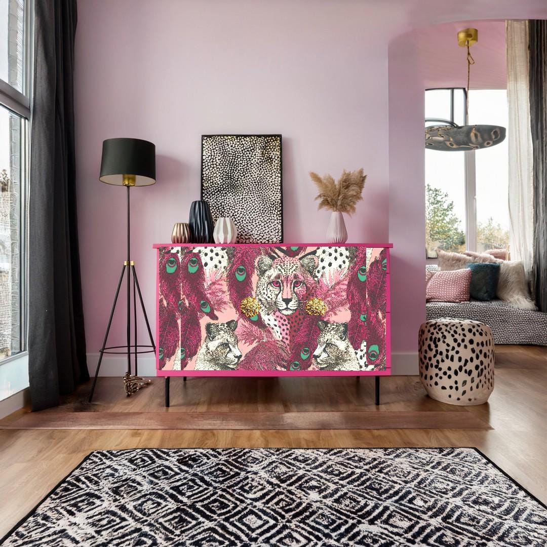 This enchanting decoupage paper features a whimsical pink tiger design that embodies the essence of fairy core aesthetics. With its vibrant hues of soft pinks and delicate accents, the paper showcases the majestic tiger amidst a backdrop of ethereal floral elements and dreamy foliage. Perfect for unique DIY home decor projects, this decoupage paper invites creativity and adds a touch of magical charm to any space. Can use it on furniture, wall art, or craft projects, for an extraordinary piece.