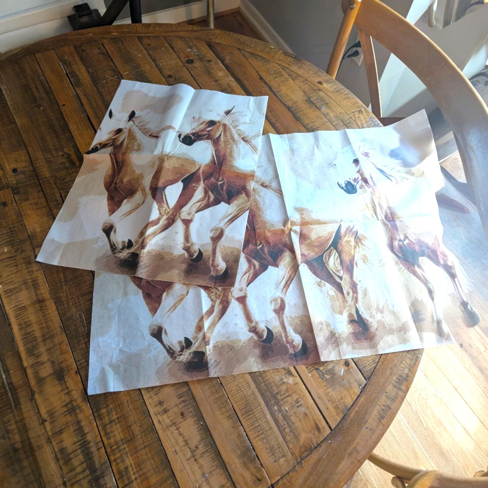 Transform your furniture and craft projects with our Wild Horses Decoupage Paper, designed to bring authentic farmhouse charm to your space. This rustic tissue paper is perfect for upcycling tired furniture, adding a unique touch to wall decor, or enhancing your rustic DIY crafts. What sets this decoupage paper apart is its detailed wild horse design, crafted to evoke the freedom and spirit of the farm life, making your creations truly stand out with genuine character.