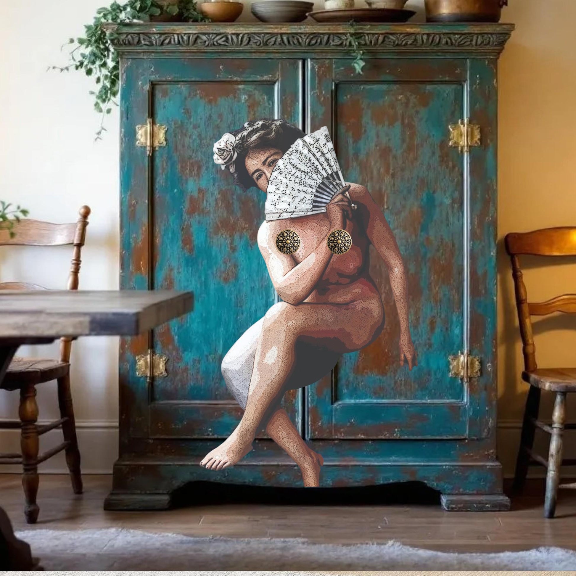 Large Decoupage Paper for Furniture Upcycling | Vintage Erotica Decor, Artistic Nude Woman Tissue Paper for Home Remodeling and Art Projects. 
Transform your furniture and art projects with this stunning large decoupage paper featuring vintage erotica and artistic nude woman designs. Crafted from high-quality tissue paper, each sheet measures 30 by 20 inches, providing ample material for creative upcycling and home remodeling. The delicate yet durable tissue allows for seamless layering