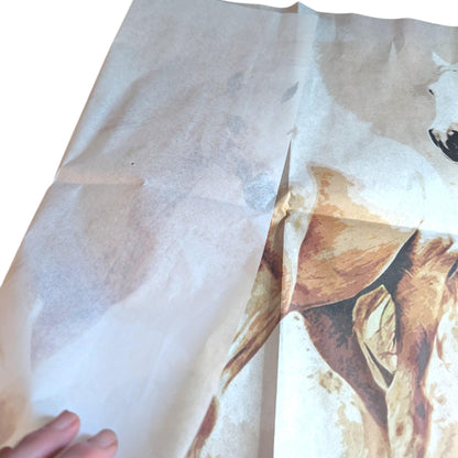 Transform your furniture and craft projects with our Wild Horses Decoupage Paper, designed to bring authentic farmhouse charm to your space. This rustic tissue paper is perfect for upcycling tired furniture, adding a unique touch to wall decor, or enhancing your rustic DIY crafts. What sets this decoupage paper apart is its detailed wild horse design, crafted to evoke the freedom and spirit of the farm life, making your creations truly stand out with genuine character.