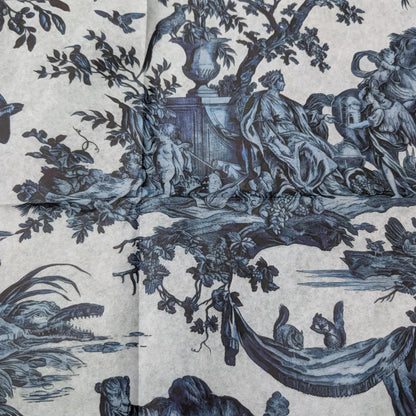 Decoupage Paper TOILE de JOUY Blue Vintage Tissue Paper | Furniture Upcycling | DIY Craft Projects | Furniture Makeover | Scrapbooking Paper. Transform your DIY projects and furniture makeovers with our stunning Decoupage Paper TOILE de JOUY Blue Vintage Tissue Paper. Featuring a timeless toile de jouy design in elegant shades of blue, this vintage-inspired tissue paper is perfect for adding a touch of classic charm to any craft or furniture upcycling project. High-quality tissue paper for craft