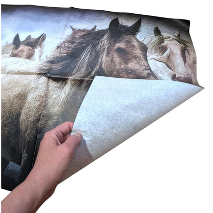 Large Decoupage Paper for Furniture Upcycling Wild Horses Tissue Paper for Furniture Upcycling,r, Farmhouse Crafts, DIY Home Remolding. Transform your furniture and craft projects with our Wild Horses Decoupage Paper, designed to bring authentic farmhouse charm to your space. This rustic tissue paper is perfect for upcycling tired furniture, adding a unique touch to wall decor, or enhancing your rustic DIY crafts. What sets this decoupage paper apart is its detailed wild horse design