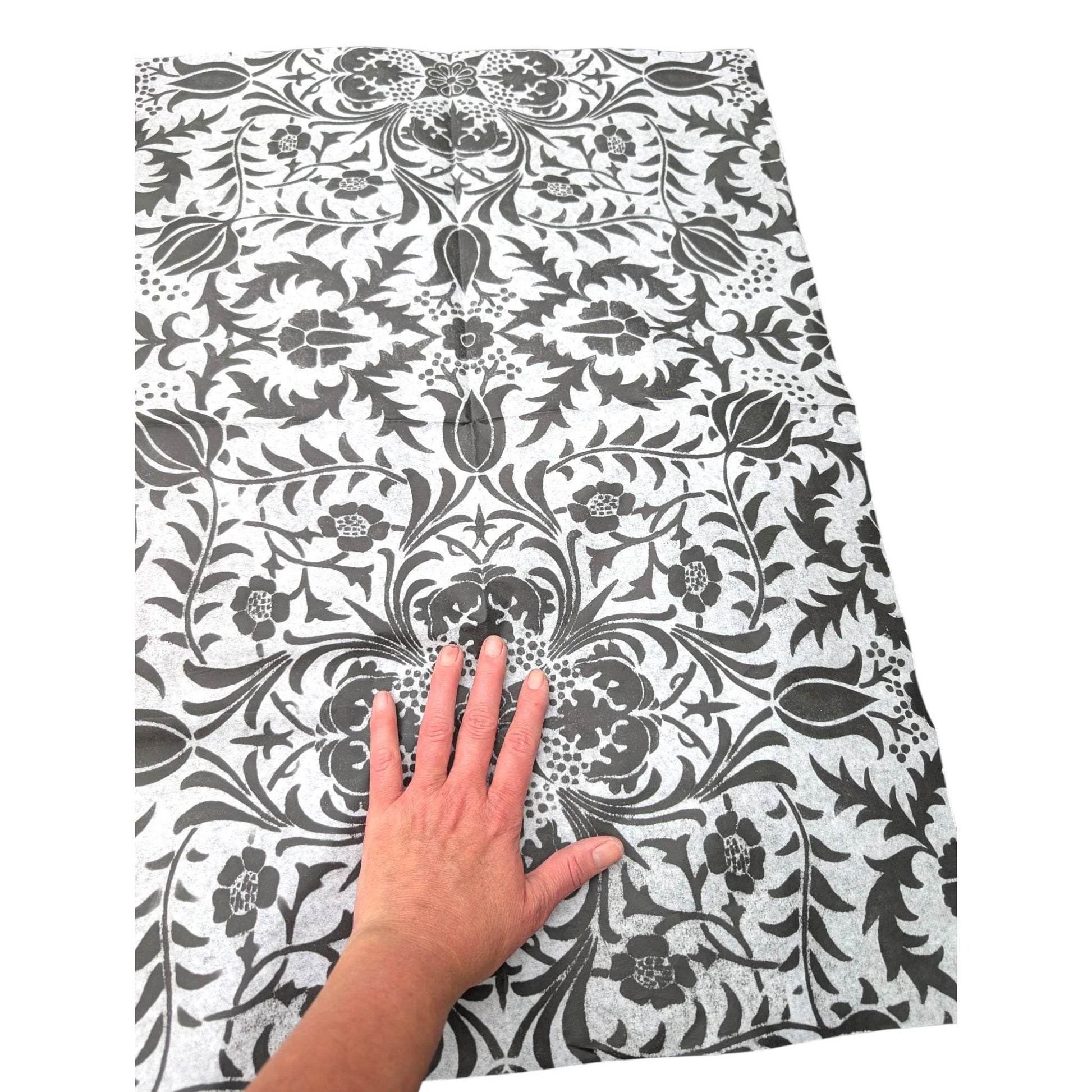 Transform your furniture and craft projects with our Elegant Damask Decoupage Paper: a stunning DIY furniture makeover essential. Featuring a classic black and white damask pattern, this decorative tissue paper is perfect for adding a touch of timeless elegance and charm to any piece. 
Ideal for furniture upcycling, scrapbooking, or creative decor, this high-quality decoupage paper allows you to effortlessly elevate your DIY projects with style and sophistic. Gorgeous damask design  decoupage