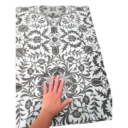 Transform your furniture and craft projects with our Elegant Damask Decoupage Paper: a stunning DIY furniture makeover essential. Featuring a classic black and white damask pattern, this decorative tissue paper is perfect for adding a touch of timeless elegance and charm to any piece. 
Ideal for furniture upcycling, scrapbooking, or creative decor, this high-quality decoupage paper allows you to effortlessly elevate your DIY projects with style and sophistic. Gorgeous damask design  decoupage