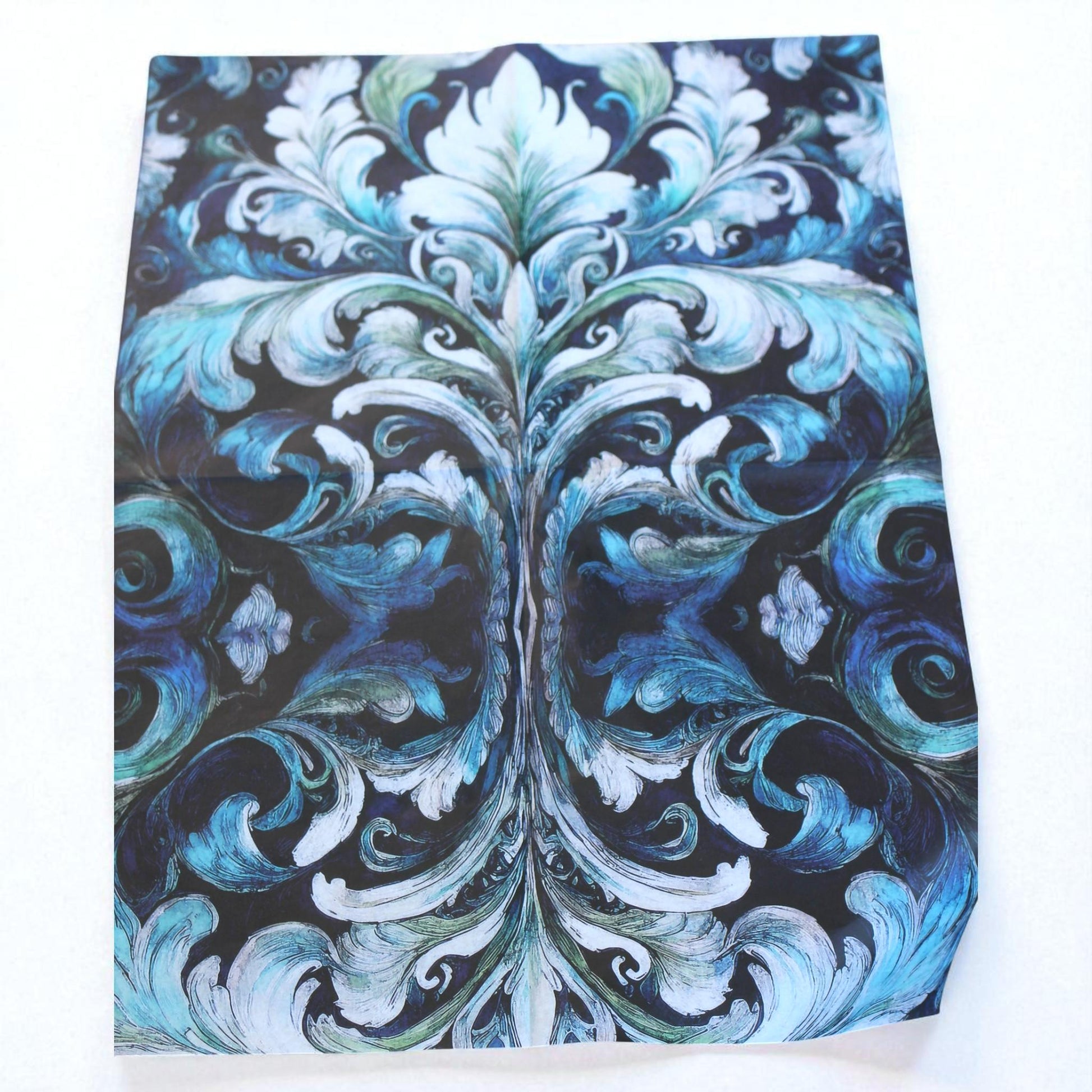 Damask Blue Decoupage Paper | Furniture Upcycling Decor | DIY Craft Supplies | 20”x30” Tissue Paper for Furniture Makeover. Transform your furniture and craft projects with our stunning Damask Blue Decoupage Paper! Measuring 20”x30”, this high-quality tissue paper features an elegant damask pattern in shades of blue and white, perfect for adding a touch of sophistication to any DIY makeover. Whether you're upcycling a vintage piece or creating custom decor, this decoupage paper easy to use