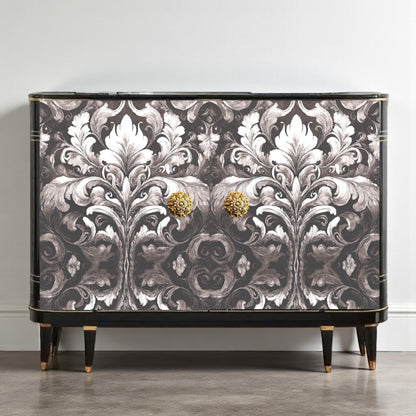 Vintage Style Damask Black and White Decoupage Paper: Vintage Style Tissue Paper for Furniture Upcycling. Elevate your furniture and craft projects with our Damask Black and White Decoupage Paper, perfect for furniture upcycling and DIY decor enthusiasts. Featuring a vintage-inspired damask design in classic black and white, this tissue paper adds a touch of elegance and sophistication to any surface. Perfect for  creating unique scrapbooking projects, and  customizing home accents.