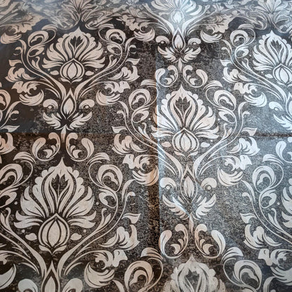 Elegant Damask Decoupage Paper: Transform Furniture with Style and Charm. DIY Furniture Makeover Essential. Gorgeous Damask Decoupage Paper. Transform your furniture and craft projects with our Elegant Damask Decoupage Paper: a stunning DIY furniture makeover essential. Featuring a classic black and white damask pattern, this decorative tissue paper is perfect for adding a touch of timeless elegance and charm to any piece. I deal for furniture upcycling, scrapbooking and home decoration projects