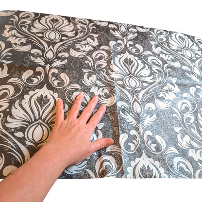 Elegant Damask Decoupage Paper: Transform Furniture with Style and Charm. DIY Furniture Makeover Essential. Gorgeous Damask Decoupage Paper. Transform your furniture and craft projects with our Elegant Damask Decoupage Paper: a stunning DIY furniture makeover essential. Featuring a classic black and white damask pattern, this decorative tissue paper is perfect for adding a touch of timeless elegance and charm to any piece. I deal for furniture upcycling, scrapbooking and home decoration projects