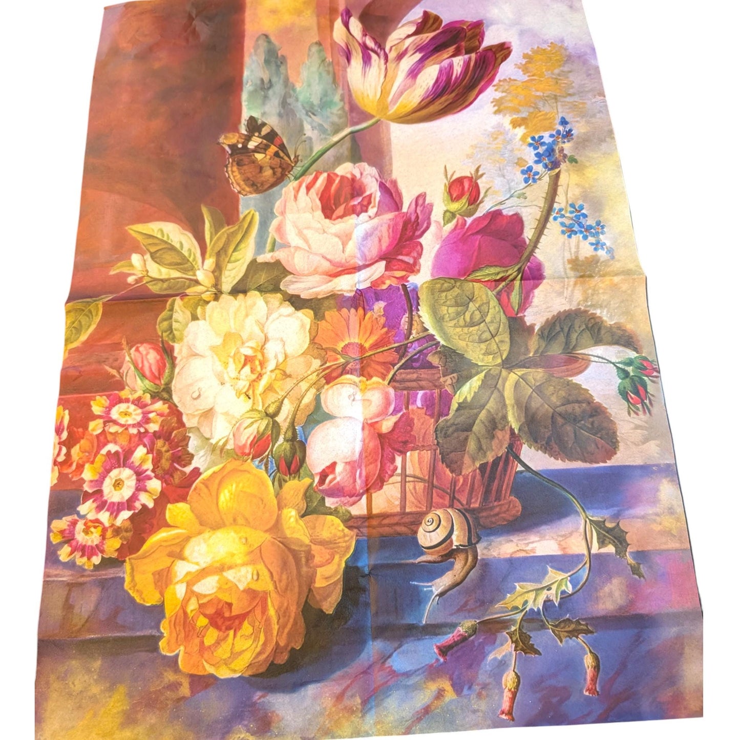 Discover the beauty of creative transformation with our Floral Decoupage Paper, a perfect choice for furniture upcycling, DIY crafts, and artistic decor projects. Made by Pieces Reclaimed by Dina, this vibrant tissue paper features a stunning, eye-catching floral design that will elevate any furniture makeover or craft endeavor. Whether you're creating custom furniture transfers, decoupage napkins, or adding decorative accents to your home, its  lightweight and durable tissue paper for furniture