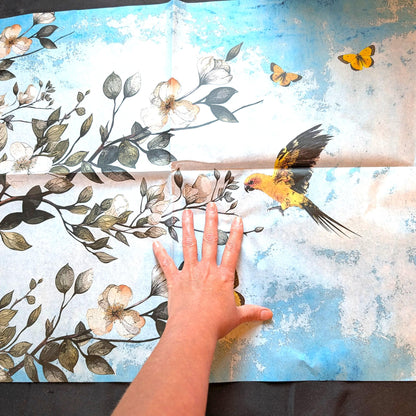 Floral Decoupage Paper | Furniture Upcycling Decor | DIY Craft Supplies | 20”x30” Tissue Paper for Furniture Makeover and Crafts. Discover the beauty of creative transformation with our Floral Decoupage Paper, a perfect choice for furniture upcycling, DIY crafts, and artistic decor projects. Made by Pieces Reclaimed by Dina, this vibrant tissue paper features a stunning, eye-catching floral design that will elevate any furniture makeover or craft endeavor. Perfect for creating custom furniture.