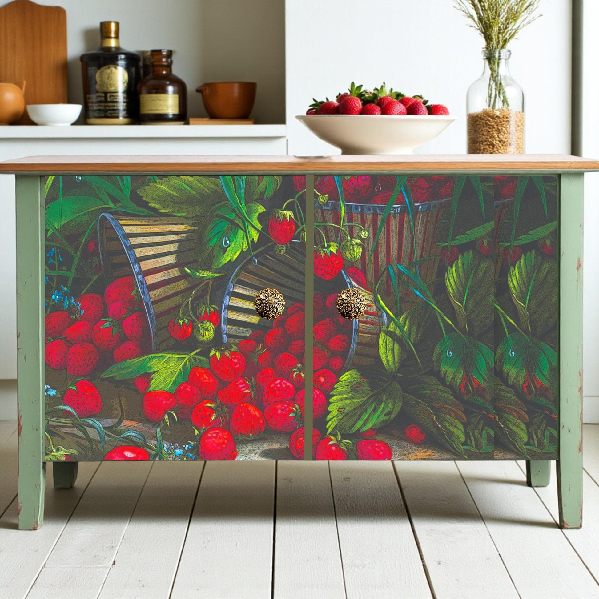 Large Decoupage Paper for Furniture Upcycling Strawberry Tissue Napkin: Decor Makeover and Crafts. Discover the beauty of creative transformation with our Floral Decoupage Paper, a perfect choice for furniture upcycling, DIY crafts, and artistic decor projects. Made by Pieces Reclaimed by Dina, this vibrant tissue paper features a stunning, eye-catching floral design that will elevate any furniture makeover or craft endeavor. Perfect for creating custom furniture for a farm home decor style