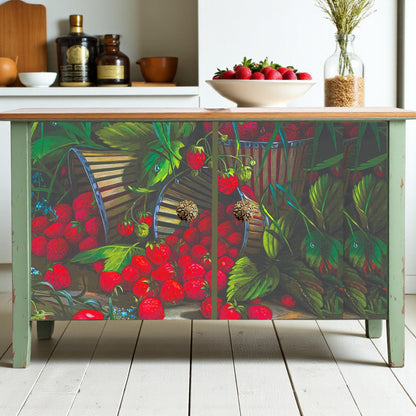 Large Decoupage Paper for Furniture Upcycling Strawberry Tissue Napkin: Decor Makeover and Crafts. Discover the beauty of creative transformation with our Floral Decoupage Paper, a perfect choice for furniture upcycling, DIY crafts, and artistic decor projects. Made by Pieces Reclaimed by Dina, this vibrant tissue paper features a stunning, eye-catching floral design that will elevate any furniture makeover or craft endeavor. Perfect for creating custom furniture for a farm home decor style