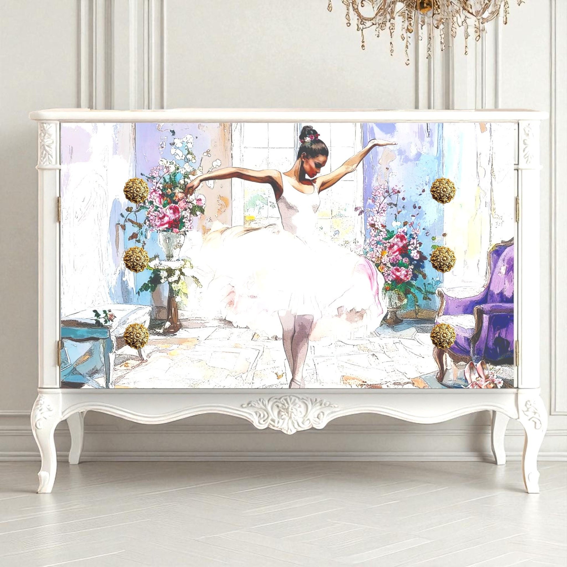 Large Decoupage Paper, Ballerina Dancer Tissue for Furniture Upcycling, Home Decor & Art Projects, Vintage Decoupage, Rice Wasabi Paper. Transform your home decor and furniture with this stunning large decoupage paper featuring a graceful ballerina dancer design. Perfect for DIY enthusiasts, crafters, and interior decorators, this vintage-inspired rice paper adds a touch of elegance and artistry to any project. for upcycling a vintage dresser,  beautiful wall art, and adding decorative accents.