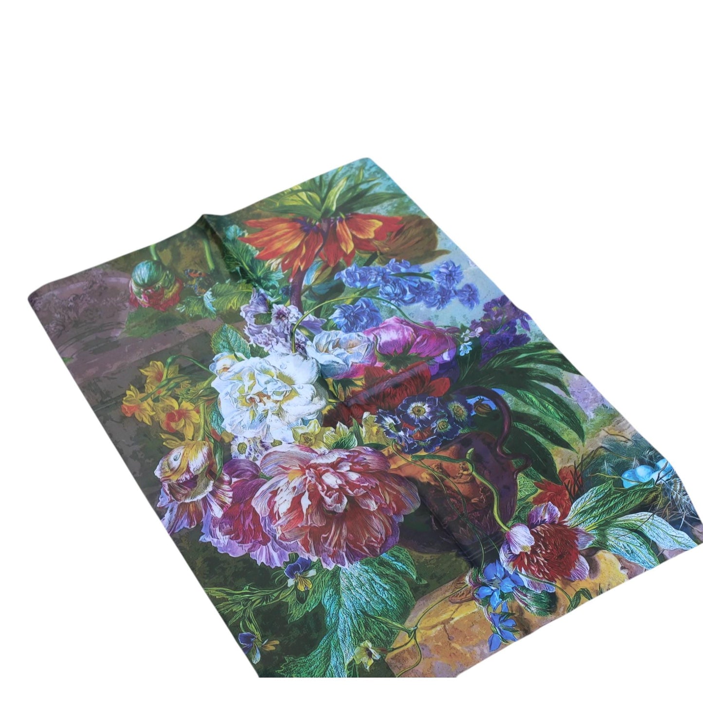 Floral Decoupage Paper, a perfect choice for furniture upcycling, DIY crafts, and artistic decor projects. Made by Pieces Reclaimed by Dina, this vibrant tissue paper features a stunning, eye-catching floral design that will elevate any furniture makeover or craft endeavor. Whether you're creating custom furniture transfers, decoupage napkins, or adding decorative accents to your home, this lightweight and durable paper is designed to deliver smooth, flawless application every time.