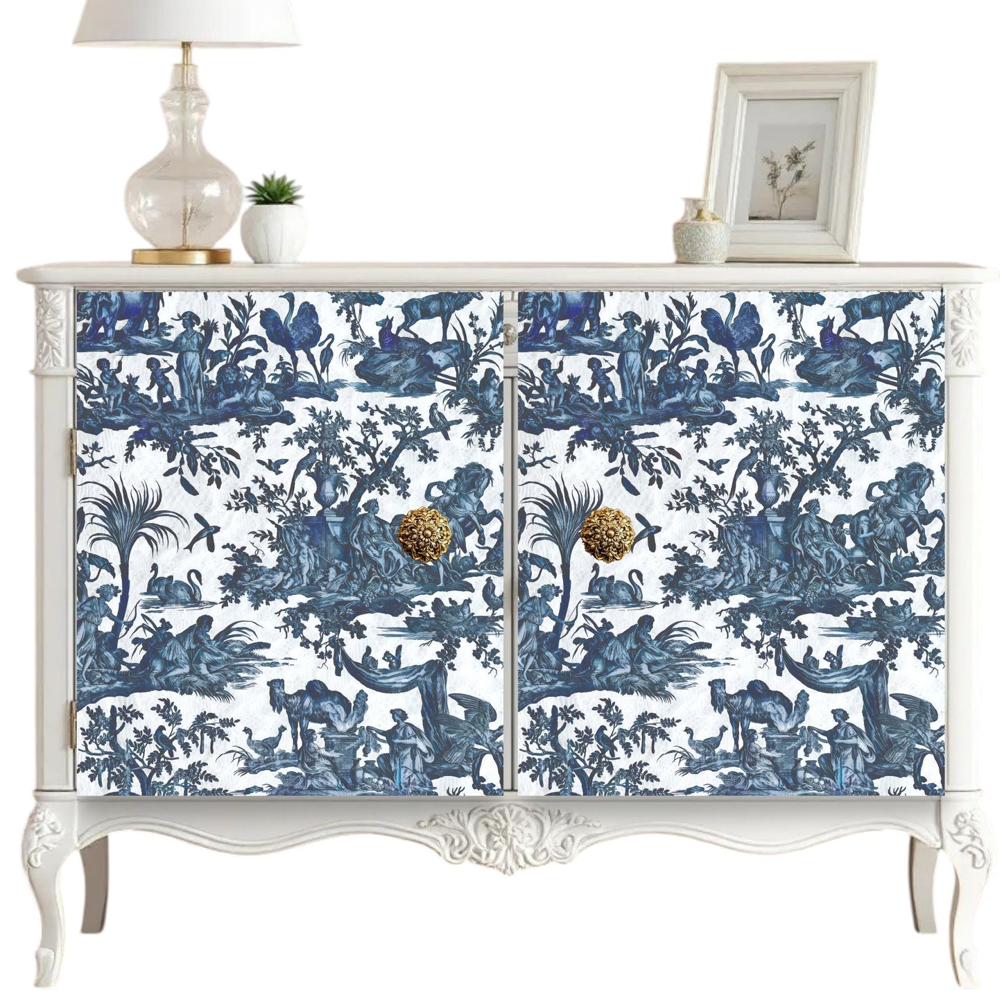 Decoupage Paper TOILE de JOUY Blue Vintage Tissue Paper | Furniture Upcycling | DIY Craft Projects | Furniture Makeover | Scrapbooking Paper. Transform your DIY projects and furniture makeovers with our stunning Decoupage Paper TOILE de JOUY Blue Vintage Tissue Paper. Featuring a timeless toile de jouy design in elegant shades of blue, this vintage-inspired tissue paper is perfect for adding a touch of classic charm to any craft or furniture upcycling project. High-quality tissue paper for craft