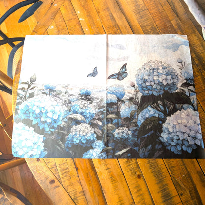 Let your creativity blossom with our "Hydrangea Dream" tissue paper. Measuring 21 inches by 29 inches, this high-quality rice paper is easy to cut, fold, and adhere, making your upcycling projects effortless and enjoyable. Its versatile design complements a variety of styles, from shabby chic to modern boho, adding a touch of nature-inspired elegance to your creations. Perfect for scrapbooking, furniture decals, decoupage techniques, or mixed media art, this decoupage paper is perfect for DIY