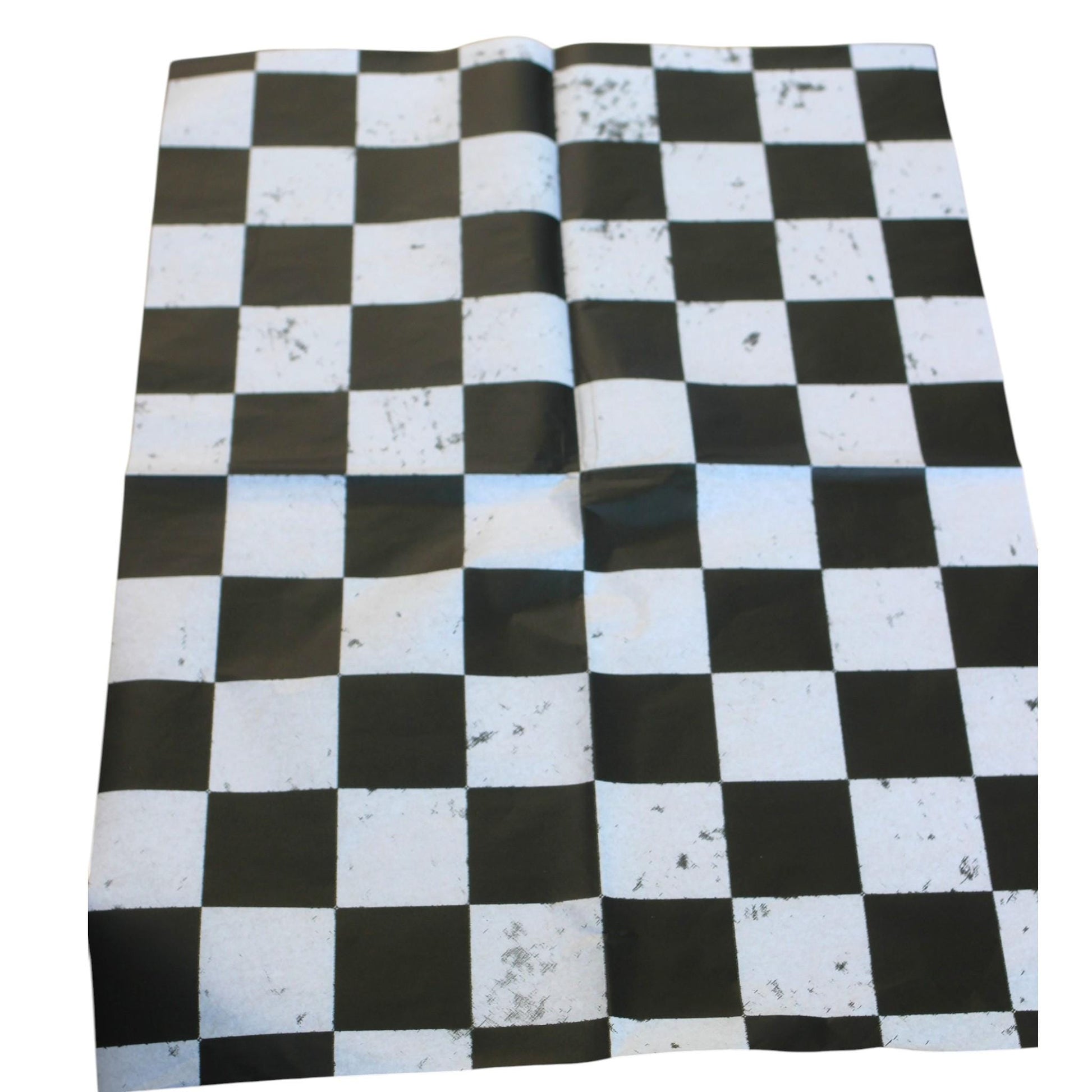 Large Decoupage Paper: Checkerboard Pattern Black and White Upcycling Tissue. Featuring a  checkerboard pattern in  black and white. Perfect for crafters, decorators, and upcycling enthusiasts, this high-quality tissue paper allows you to effortlessly elevate furniture, home decor, and craft pieces into personalized masterpieces. Whether you're redesigning vintage furniture, creating unique wall art, or embellishing glass and metal surfaces, this versatile decoupage paper is your go-to choice