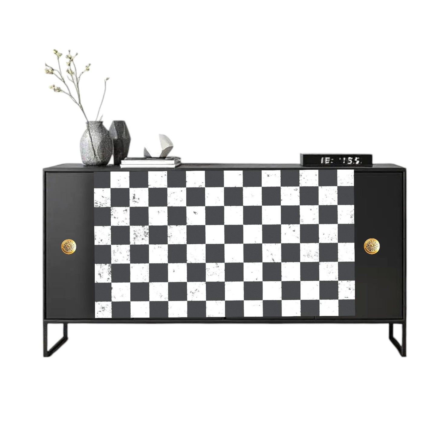 Large Decoupage Paper: Checkerboard Pattern Black and White Upcycling Tissue. Featuring a  checkerboard pattern in  black and white. Perfect for crafters, decorators, and upcycling enthusiasts, this high-quality tissue paper allows you to effortlessly elevate furniture, home decor, and craft pieces into personalized masterpieces. Whether you're redesigning vintage furniture, creating unique wall art, or embellishing glass and metal surfaces, this versatile decoupage paper is your go-to choice
