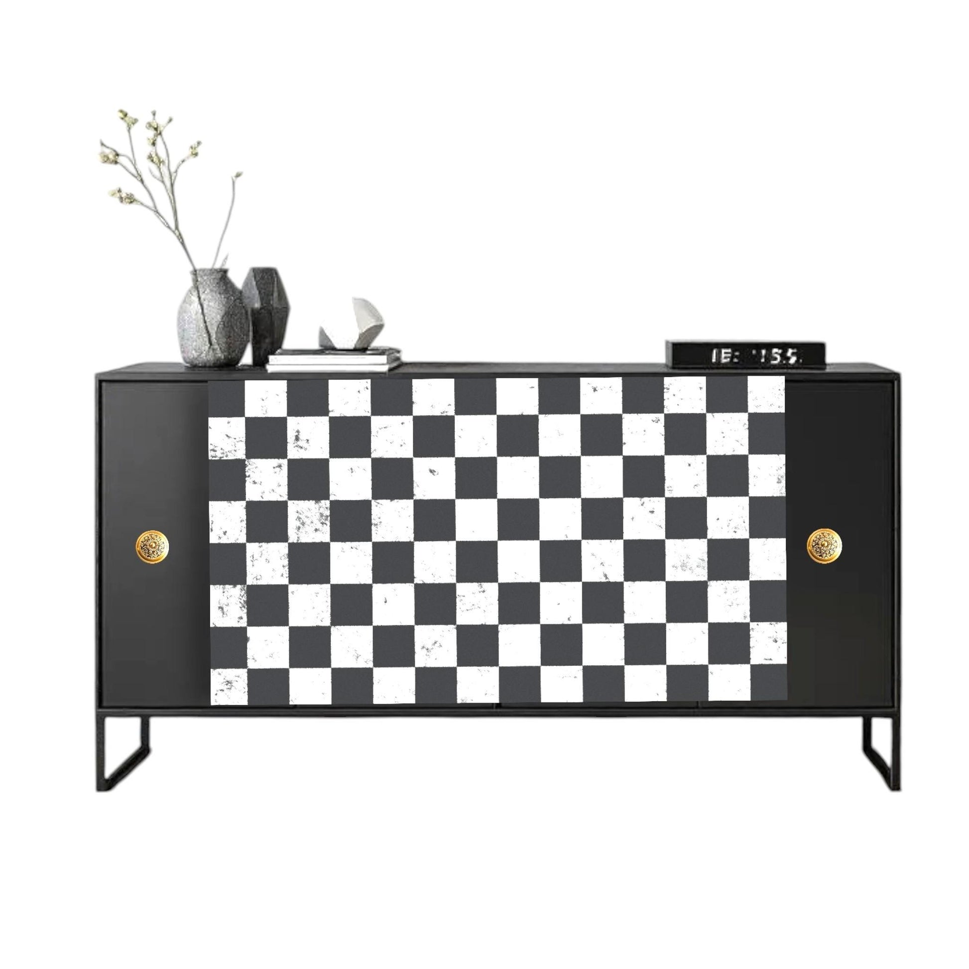 Large Decoupage Paper: Checkerboard Pattern Black and White Upcycling Tissue. Featuring a  checkerboard pattern in  black and white. Perfect for crafters, decorators, and upcycling enthusiasts, this high-quality tissue paper allows you to effortlessly elevate furniture, home decor, and craft pieces into personalized masterpieces. Whether you're redesigning vintage furniture, creating unique wall art, or embellishing glass and metal surfaces, this versatile decoupage paper is your go-to choice