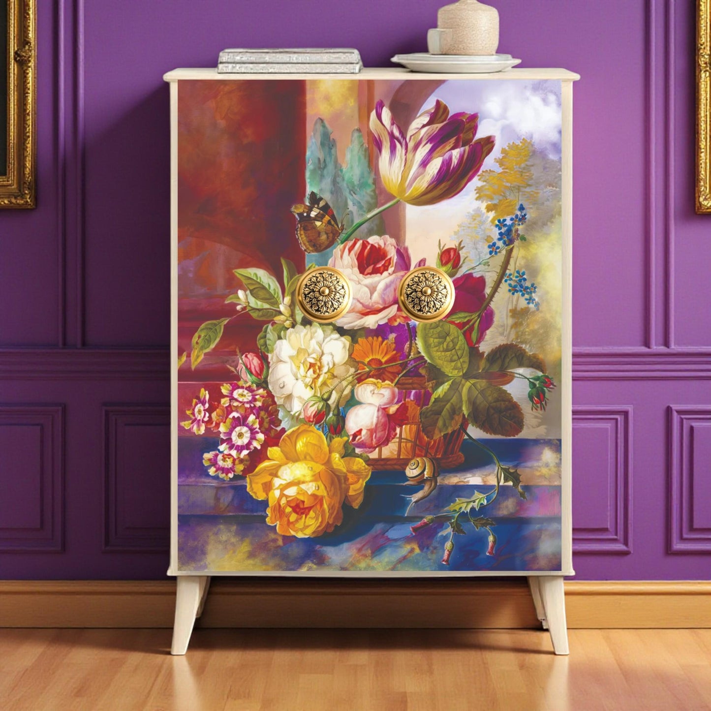 Discover the beauty of creative transformation with our Floral Decoupage Paper, a perfect choice for furniture upcycling, DIY crafts, and artistic decor projects. Made by Pieces Reclaimed by Dina, this vibrant tissue paper features a stunning, eye-catching floral design that will elevate any furniture makeover or craft endeavor. Whether you're creating custom furniture transfers, decoupage napkins, or adding decorative accents to your home, its  lightweight and durable tissue paper for furniture