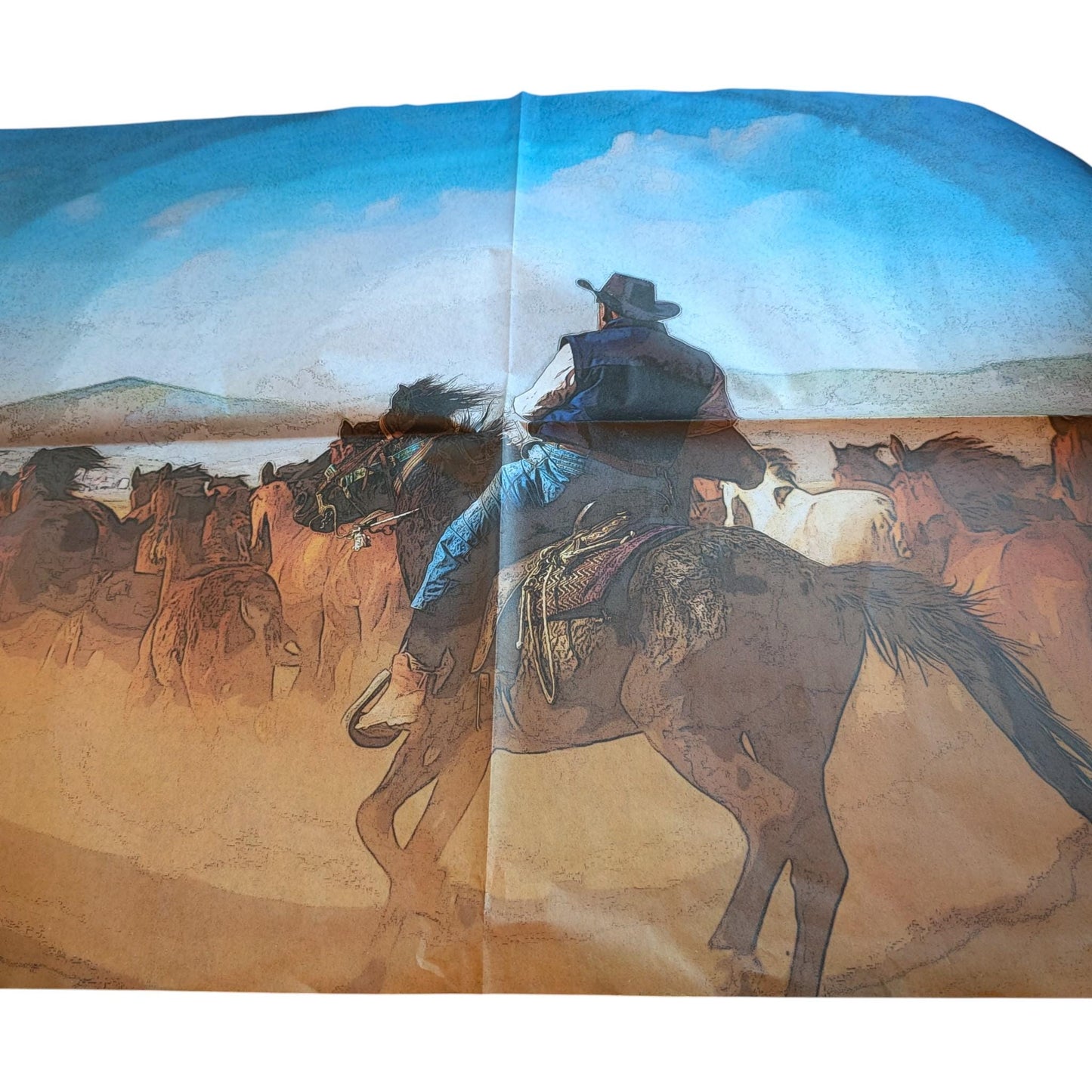 Wild Horse Decoupage Paper: Western Style Furniture Upcycling Tissue. Transform your furniture and craft projects with our Wild Horse Decoupage Paper, designed to bring authentic farmhouse charm to your space. This rustic tissue paper is perfect for upcycling tired furniture, adding a unique touch to wall decor, or enhancing your rustic DIY crafts. What sets this decoupage paper apart is its detailed wild horse design, crafted to evoke the freedom and spirit of the farm life and rustic style.