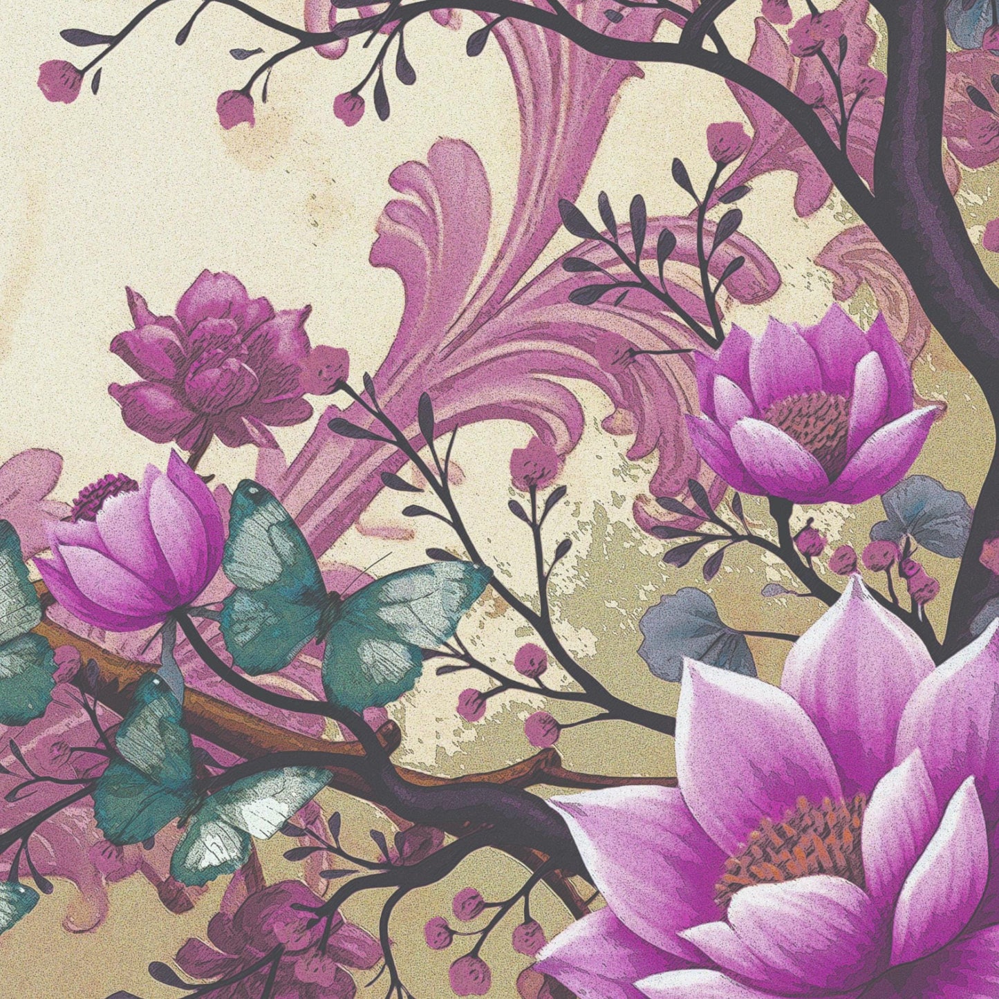 Purple Bird Floral Decoupage Paper | Furniture Upcycling (21x29 inches)