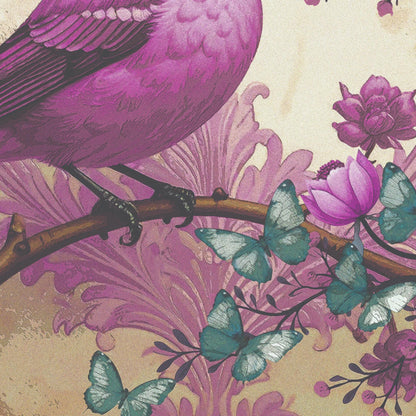 Purple Bird Floral Decoupage Paper | Furniture Upcycling (21x29 inches)