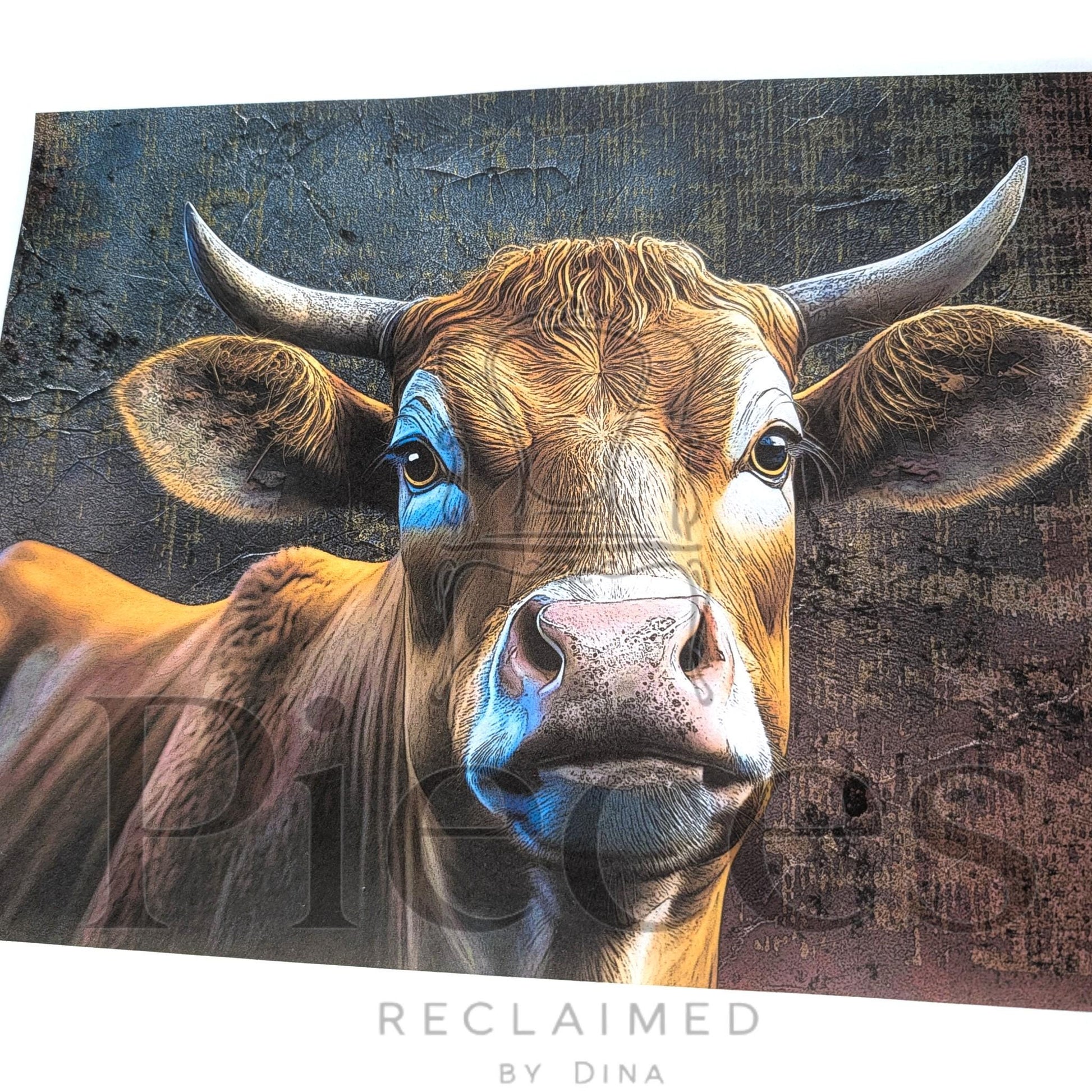 Highland Cow Decoupage Paper for Countryside Decor. Upcycle Furniture with this Paper Napkin. Transform your furniture and craft projects with our Highland Cow  Decoupage Paper, designed to bring authentic countryside charm to your space. This rustic tissue paper is perfect for upcycling tired furniture, adding a unique touch to wall decor, or enhancing your rustic DIY crafts. What sets this decoupage paper apart is its detailed highland cow design, crafted to evoke country side decor style