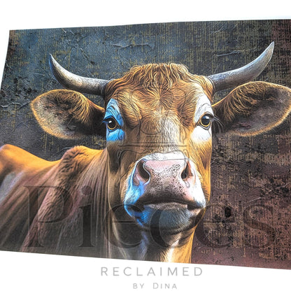 Highland Cow Decoupage Paper for Countryside Decor. Upcycle Furniture with this Paper Napkin. Transform your furniture and craft projects with our Highland Cow  Decoupage Paper, designed to bring authentic countryside charm to your space. This rustic tissue paper is perfect for upcycling tired furniture, adding a unique touch to wall decor, or enhancing your rustic DIY crafts. What sets this decoupage paper apart is its detailed highland cow design, crafted to evoke country side decor style
