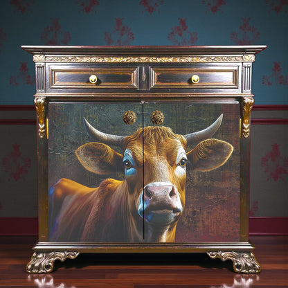 Highland Cow Decoupage Paper for Countryside Decor. Upcycle Furniture with this Paper Napkin. Transform your furniture and craft projects with our Highland Cow  Decoupage Paper, designed to bring authentic countryside charm to your space. This rustic tissue paper is perfect for upcycling tired furniture, adding a unique touch to wall decor, or enhancing your rustic DIY crafts. What sets this decoupage paper apart is its detailed highland cow design, crafted to evoke country side decor style