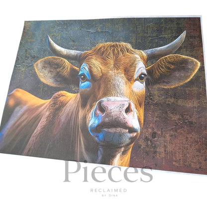 Highland Cow Decoupage Paper for Countryside Decor. Upcycle Furniture with this Paper Napkin. Transform your furniture and craft projects with our Highland Cow  Decoupage Paper, designed to bring authentic countryside charm to your space. This rustic tissue paper is perfect for upcycling tired furniture, adding a unique touch to wall decor, or enhancing your rustic DIY crafts. What sets this decoupage paper apart is its detailed highland cow design, crafted to evoke country side decor style