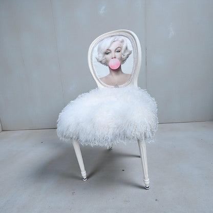 Marilyn Monroe Painted Chair Vintage. Discover the charm of the Marilyn Monroe Painted Chair Vintage Hollywood Decor Pop Art Vanity Accent Unique Bedroom Furniture Statement Piece—a timeless addition that transforms any space with iconic glamour and artistic flair. This chair is more than just seating; it’s a conversation starter and a tribute to classic Hollywood style, designed to stand out in your bedroom or vanity area while offering a distinctive blend of comfort and vintage appeal.