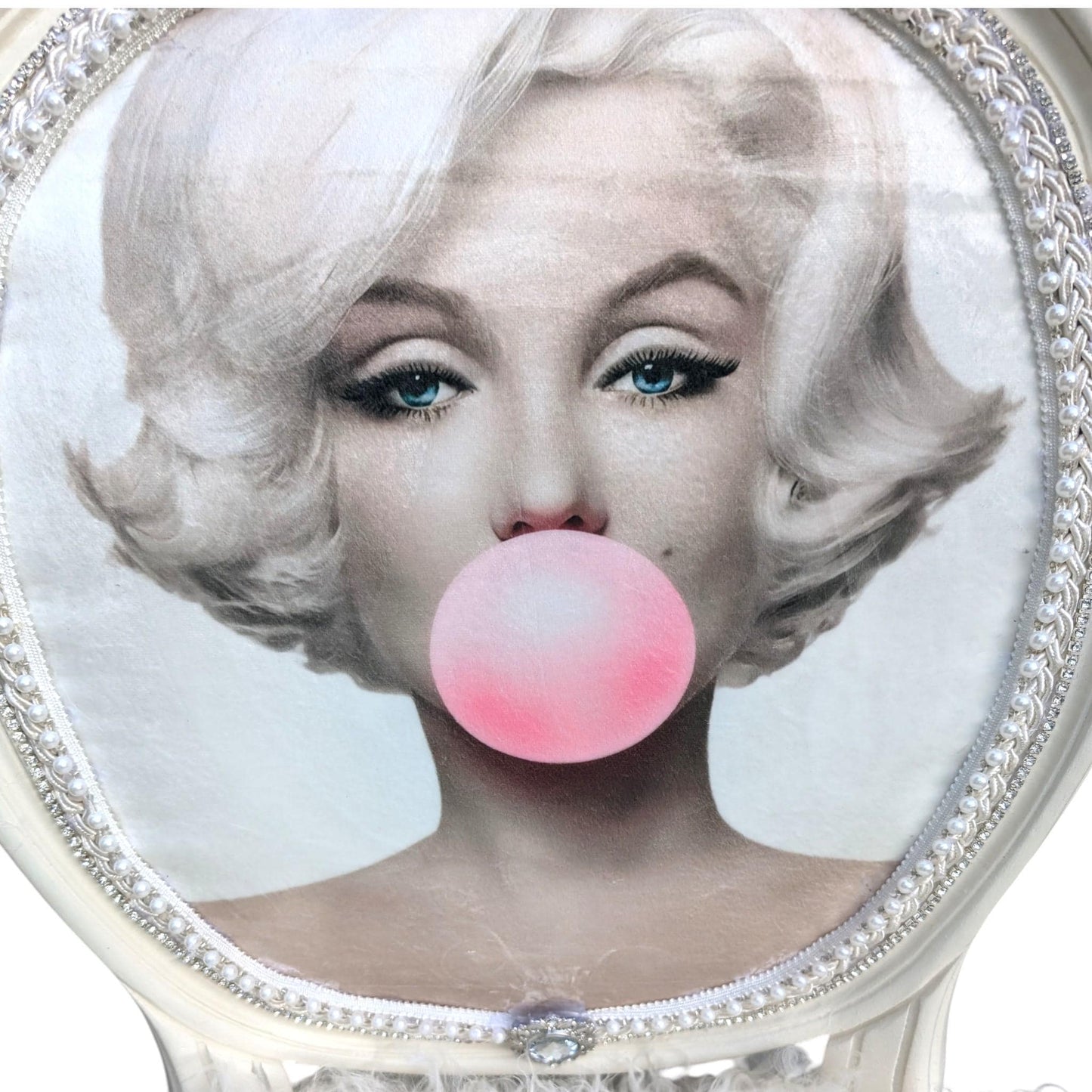 Marilyn Monroe Painted Chair Vintage. Discover the charm of the Marilyn Monroe Painted Chair Vintage Hollywood Decor Pop Art Vanity Accent Unique Bedroom Furniture Statement Piece—a timeless addition that transforms any space with iconic glamour and artistic flair. This chair is more than just seating; it’s a conversation starter and a tribute to classic Hollywood style, designed to stand out in your bedroom or vanity area while offering a distinctive blend of comfort and vintage appeal.
