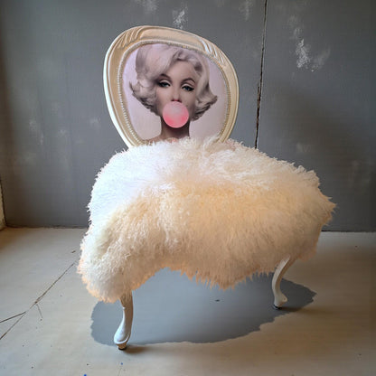 Marilyn Monroe Painted Chair Vintage. Discover the charm of the Marilyn Monroe Painted Chair Vintage Hollywood Decor Pop Art Vanity Accent Unique Bedroom Furniture Statement Piece—a timeless addition that transforms any space with iconic glamour and artistic flair. This chair is more than just seating; it’s a conversation starter and a tribute to classic Hollywood style, designed to stand out in your bedroom or vanity area while offering a distinctive blend of comfort and vintage appeal.