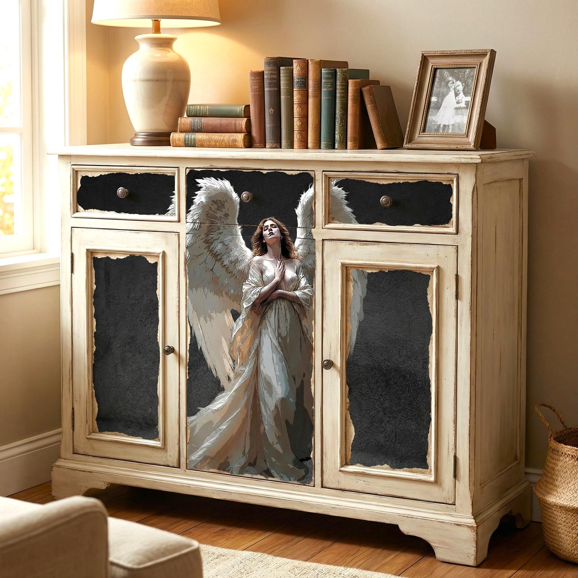 Angel Decoupage Paper. Transform your DIY projects with this exquisite Angel Decoupage Paper, perfect for furniture upcycling, home decor, and Christmas crafts. Designed for creative enthusiasts and interior decorators alike, this high-quality rice paper allows you to add a touch of elegance and artistry to any surface. Whether refurbishing vintage furniture, crafting unique wall art, or creating festive holiday decorations, this decoupage paper opens up endless creative possibilities.