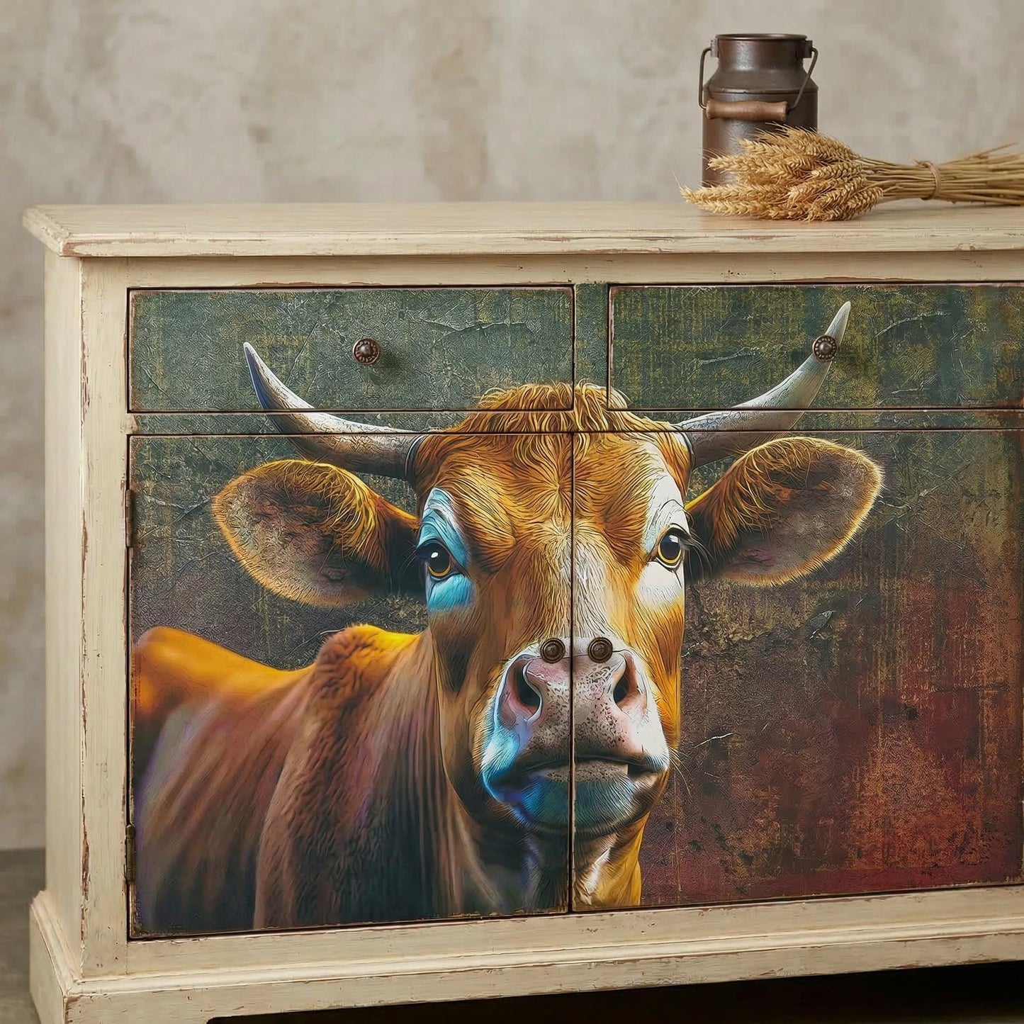 Decoupage paper. Transform your furniture and craft projects with our Highland Cow  Decoupage Paper, designed to bring authentic countryside charm to your space. This rustic tissue paper is perfect for upcycling tired furniture, adding a unique touch to wall decor, or enhancing your rustic DIY crafts. What sets this decoupage paper apart is its detailed highland cow design, crafted to evoke the freedom and spirit of farm life, making your creations truly stand out with genuine character.