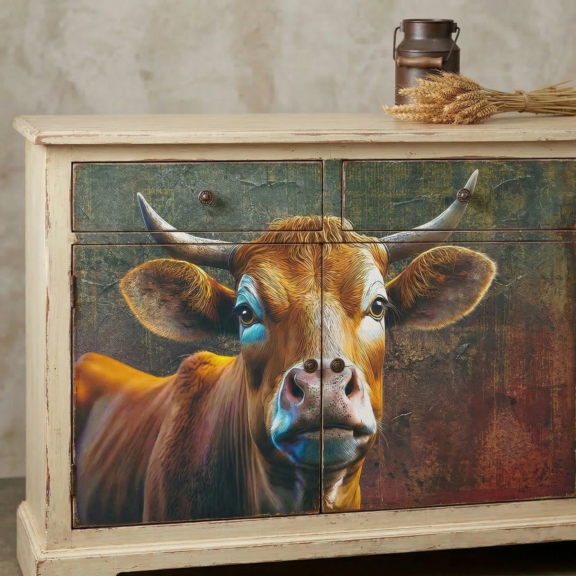 Decoupage paper. Transform your furniture and craft projects with our Highland Cow  Decoupage Paper, designed to bring authentic countryside charm to your space. This rustic tissue paper is perfect for upcycling tired furniture, adding a unique touch to wall decor, or enhancing your rustic DIY crafts. What sets this decoupage paper apart is its detailed highland cow design, crafted to evoke the freedom and spirit of farm life, making your creations truly stand out with genuine character.