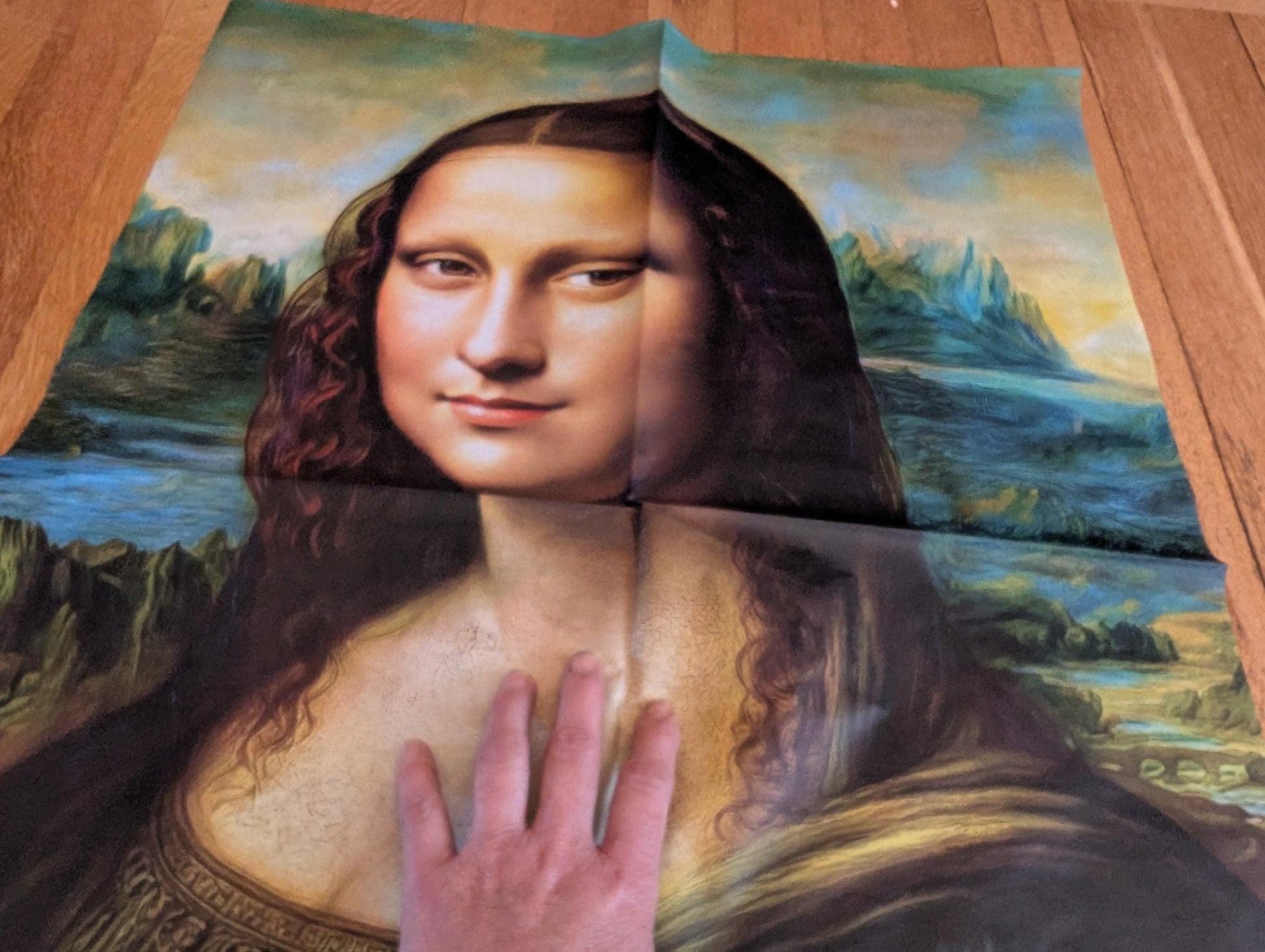 Transform your furniture and art projects with this stunning, large decoupage paper featuring a color-enhanced reproduction of Leonardo da Vinci's iconic Mona Lisa. Crafted from high-quality tissue paper. This decoupage paper Mona Lisa print, provide ample material for creative DIY upcycling and home remodeling. The delicate yet durable tissue allows for seamless layering and easy application on wood, metal, glass, and more, making it perfect for both DIY enthusiasts and professional crafters.
