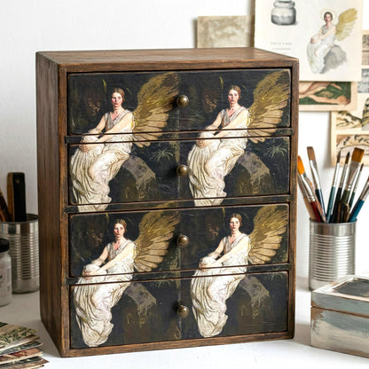 Elevate your creative projects with this exquisite Vintage Angel Decoupage Paper, a large tissue perfect for furniture upcycling, home decor, and art embellishments. Featuring timeless vintage angel paintings alongside elegant depictions of women, this decoupage tissue brings a touch of ethereal beauty and vintage charm to any surface. For DIY enthusiasts, crafters, and interior decorators alike, this high-quality rice paper is ideal for transforming ordinary furniture into statement pieces.
