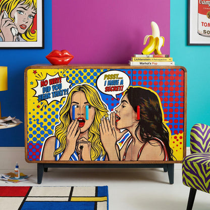 Funky Pop Art Decoupage Paper, Whimsical Tissue for Furniture Upcycling, Maximalist Decor