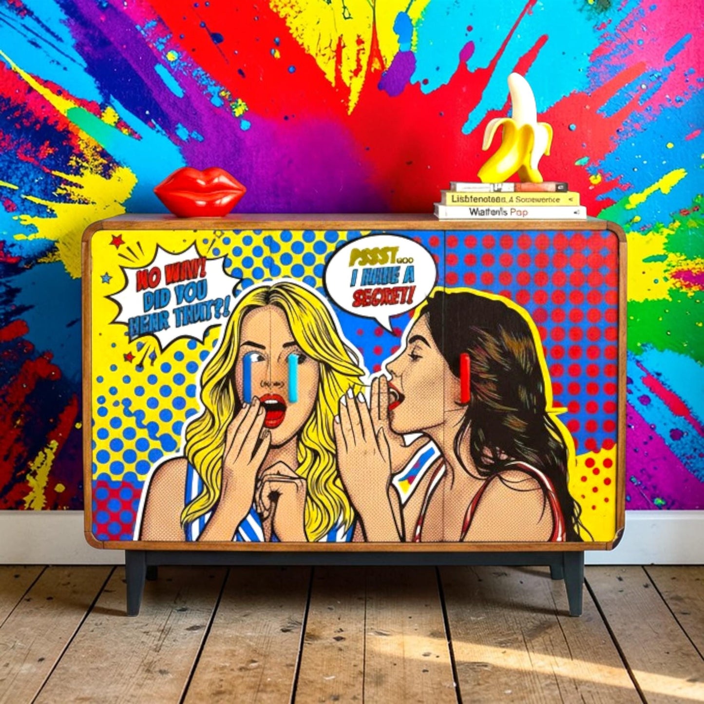 Funky Pop Art Decoupage Paper, Whimsical Tissue for Furniture Upcycling, Maximalist Decor