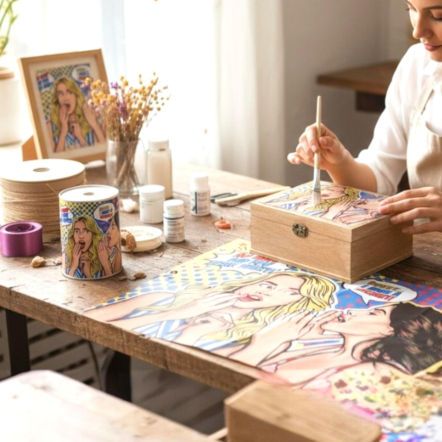 Funky Pop Art Decoupage Paper, Whimsical Tissue for Furniture Upcycling, Maximalist Decor
