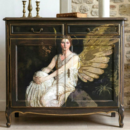 Elevate your creative projects with this exquisite Vintage Angel Decoupage Paper, a large tissue perfect for furniture upcycling, home decor, and art embellishments. Featuring timeless vintage angel paintings alongside elegant depictions of women, this decoupage tissue brings a touch of ethereal beauty and vintage charm to any surface. For DIY enthusiasts, crafters, and interior decorators alike, this high-quality rice paper is ideal for transforming ordinary furniture into statement pieces.
