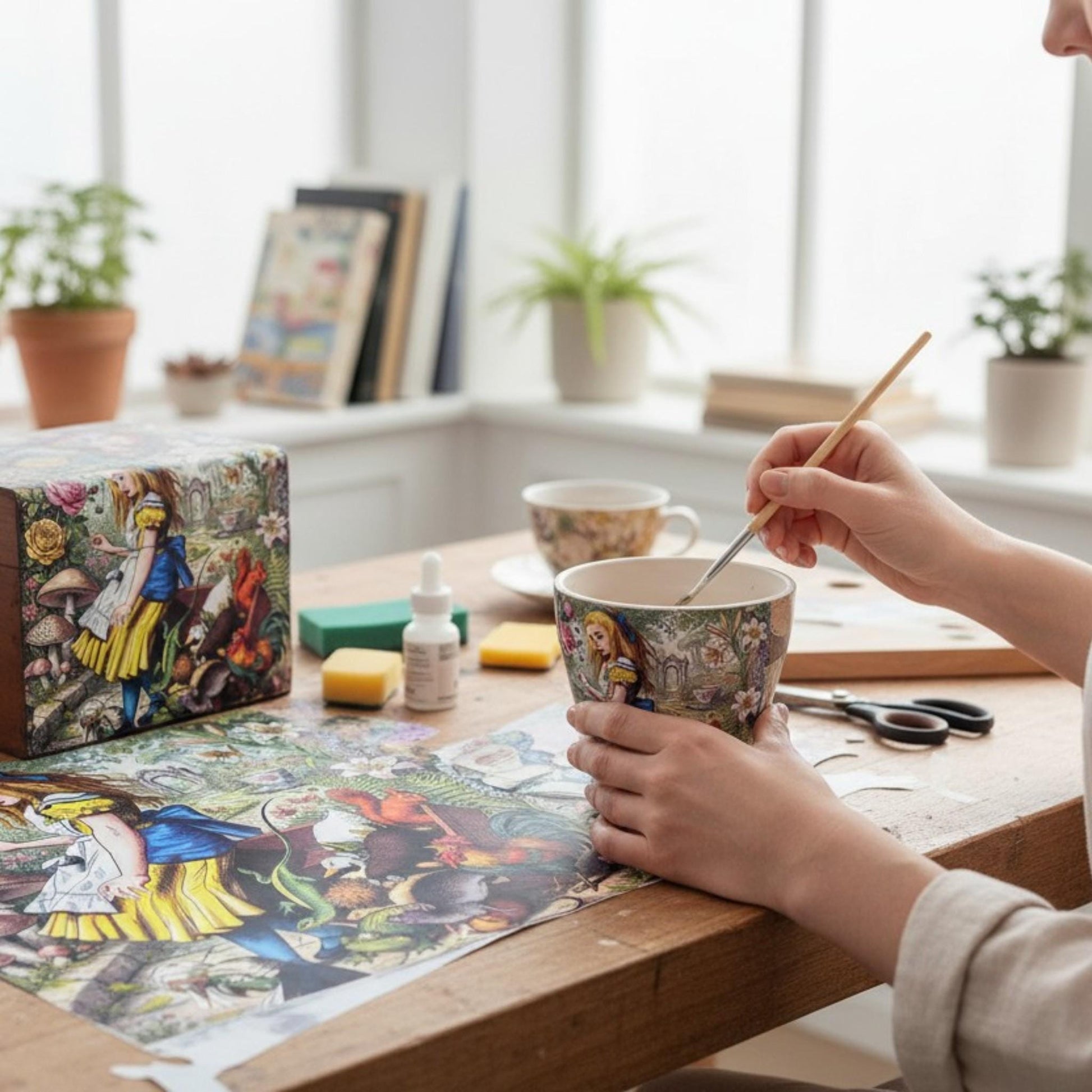 Discover the magic of storytelling with our Alice in Wonderland Decoupage Paper, a vibrant and whimsical addition to your DIY craft supplies. Perfect for adding a touch of fairy core charm to your projects, this high-quality tissue paper features detailed and colorful designs inspired by Lewis Carroll’s beloved characters and scenes. Whether you're creating whimsical home decor, themed party decorations, or unique craft pieces, this decoupage paper brings a splash of fantasy and imagination