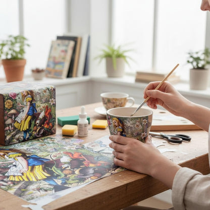 Discover the magic of storytelling with our Alice in Wonderland Decoupage Paper, a vibrant and whimsical addition to your DIY craft supplies. Perfect for adding a touch of fairy core charm to your projects, this high-quality tissue paper features detailed and colorful designs inspired by Lewis Carroll’s beloved characters and scenes. Whether you're creating whimsical home decor, themed party decorations, or unique craft pieces, this decoupage paper brings a splash of fantasy and imagination